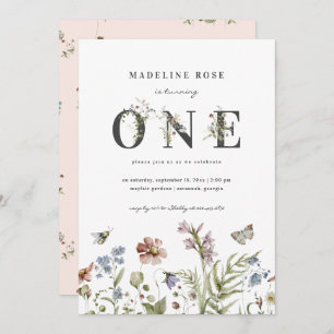 Wildblume Girl 1. Geburtstag Einladung