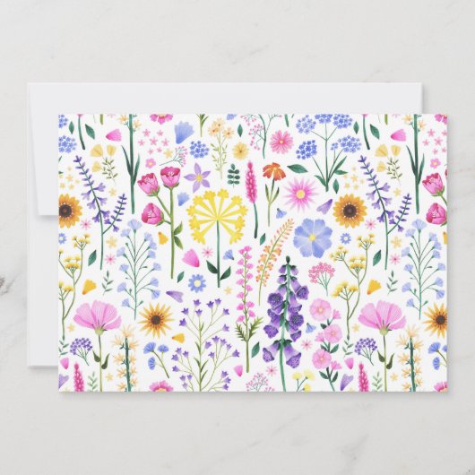 Wildblume Girl 1. Geburtstag Foto Einladung (Rückseite)