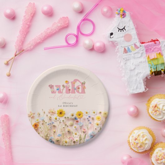 Wildblume Girl 1. Geburtstag Pappteller (Party)