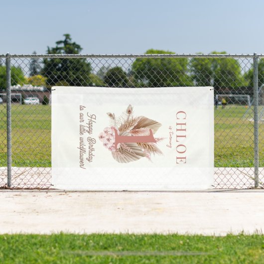 Wildblume Girl 1. Geburtstag Party Banner (Insitu)