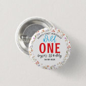 Wildblume Girl 1. Geburtstag Party Button (Vorne & Hinten)