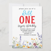 Wildblume Girl 1. Geburtstag Party Einladung (Vorderseite)