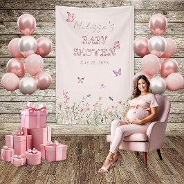 Wildblume Girl Baby Dusche Blumenstrauß Foto Hinte Banner