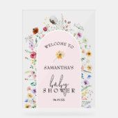 Wildblume Girl Baby Dusche Willkommen Acrylschild (Vorderseite)