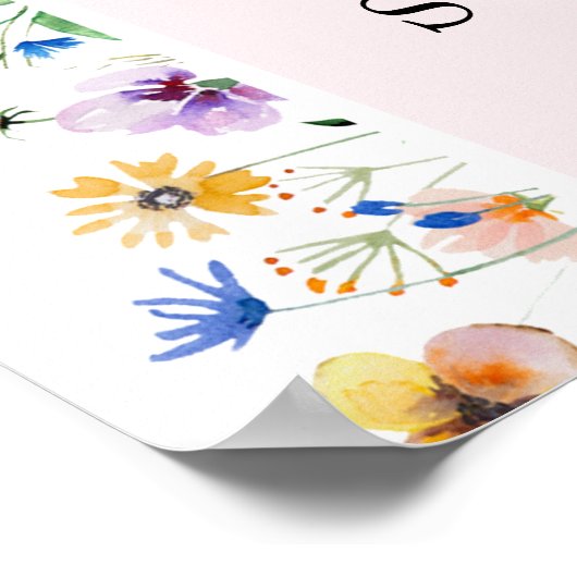 Wildblume Girl Baby Dusche Willkommen Poster (Ecke)