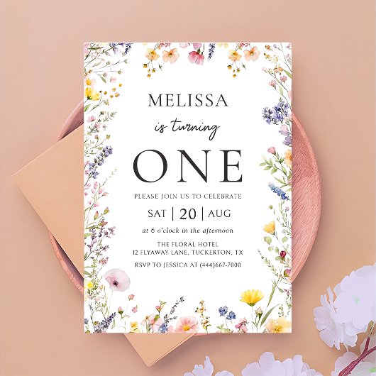 Wildblume Girl Birthday Einladung