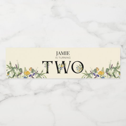 Wildblume Girl Boho Wasserflaschenetikett (Einzelnes Label)