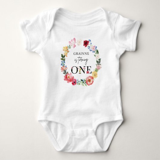 Wildblume Girl Erster Geburtstag Baby Strampler (Vorderseite)