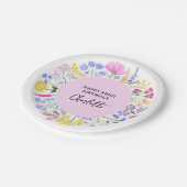 Wildblume Girls 1. Geburtstag Blumenreath Pappteller (Schrägansicht)