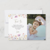 Wildblume Girls 1. Geburtstag Party Foto Dankeskarte (Vorderseite)