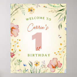 Wildblume Girl's erstes Party zum Geburtstag Willk Poster