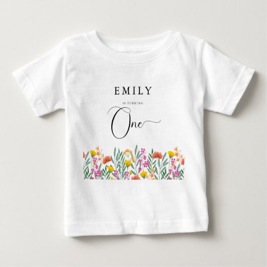 Wildblume Girl's First Birthday Baby T-shirt (Vorderseite)