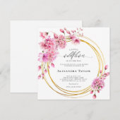 Wildblume Gold Circles Pink Boho Baby Girl Dusche Einladung (Vorne/Hinten)