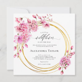 Wildblume Gold Circles Pink Boho Baby Girl Dusche Einladung