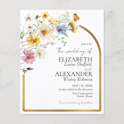 Wildblume Gold | Einladung von Boho (Vorderseite)