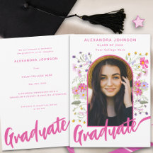 Wildblume Graduate Foto Arch Modernes Pink Script