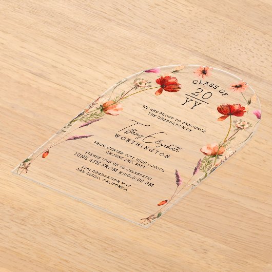 Wildblume Graduation Party Acryleinladungen (Ablage )