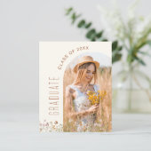 Wildblume Graduation Party Arch Foto Einladung (Stehend Vorderseite)
