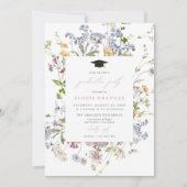 Wildblume Graduation Party Einladung Whimsical (Vorderseite)