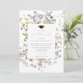 Wildblume Graduation Party Einladung Whimsical (Stehend Vorderseite)