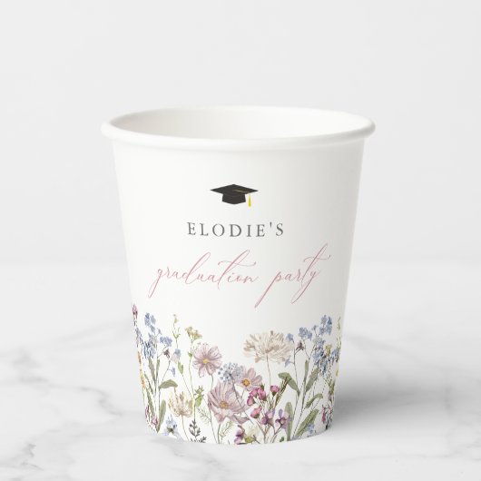 Wildblume Graduation Party Paper Cup Floral Boho Pappbecher (Vorderseite)
