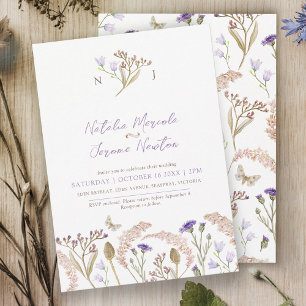 Wildblume Gras Aquarell Hochzeit im Herbst Einladung