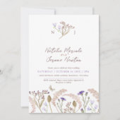 Wildblume Gras Aquarell Hochzeit im Herbst Einladung (Vorderseite)