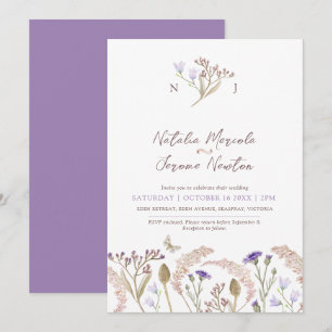 Wildblume Gras Aquarell Hochzeit im Herbst Einladung