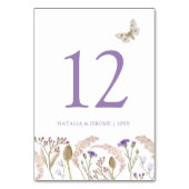 Wildblume Gras Aquarell Hochzeit im Herbst lila Tischnummer (Rückseite)