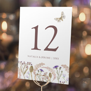 Wildblume Gras Aquarell Hochzeit im Herbst Tischnummer