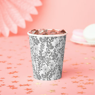 Wildblume Grau Blüten Blumenmuster Brautparty Cust Pappbecher