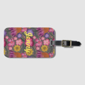 Wildblume Grau floral Personalisiert Gepäckanhänger (Vorderseite (Horizontal))