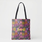 Wildblume Grau florale Personalisiert Totbeutel Tasche (Vorderseite)