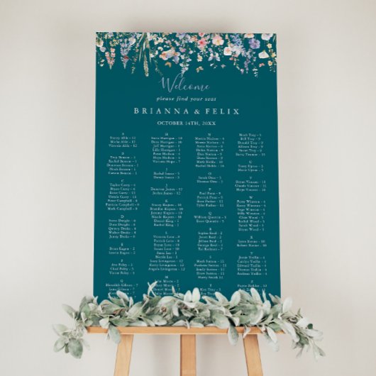 Wildblume Green Alphabetic Seating Chart Poster