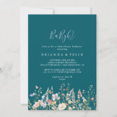 Wildblume Green BabyQ Baby Duschgrill Einladung (Vorderseite)