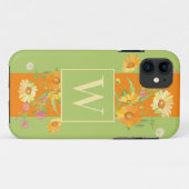 Wildblume Green Floral Monogram Case-Mate iPhone Hülle (Rückseite (Horizontal))