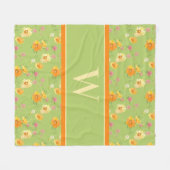 Wildblume Green Floral Monogram Fleecedecke (Vorderseite (Horizontal))