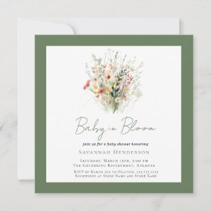 Wildblume Green Garden Baby in Bloom Baby Dusche Einladung