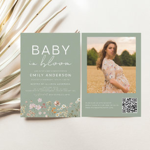 Wildblume Green QR Code Baby in Blütendusche
