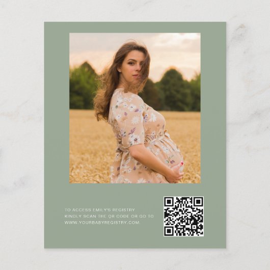 Wildblume Green QR Code Baby in Blütendusche Flyer (Hinten)