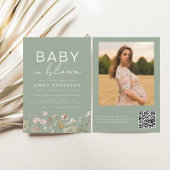 Wildblume Green QR Code Baby in Blütendusche Flyer