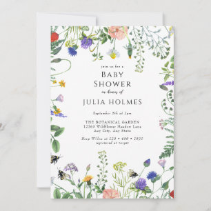 Wildblume Greenery Bienen Babydusche Einladung