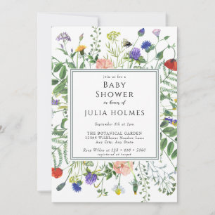 Wildblume Greenery Bienen Babydusche Einladung