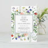 Wildblume Greenery | Bienen | Babydusche Einladung (Stehend Vorderseite)