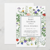 Wildblume Greenery | Bienen | Babydusche Einladung (Vorne/Hinten)