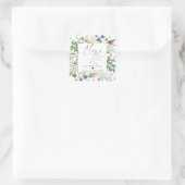 Wildblume Greenery | Bienen | Bridal Favor Quadratischer Aufkleber (Tasche)