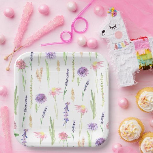 Wildblume Greenery Pappteller (Party)