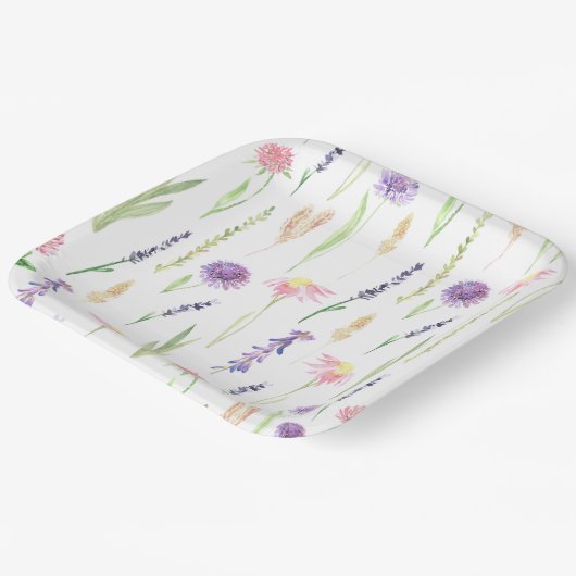 Wildblume Greenery Pappteller (Gewinkelt)