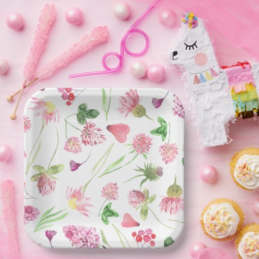 Wildblume Greenery Pappteller (Party)