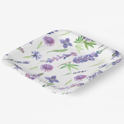 Wildblume Greenery Pappteller (Gewinkelt)